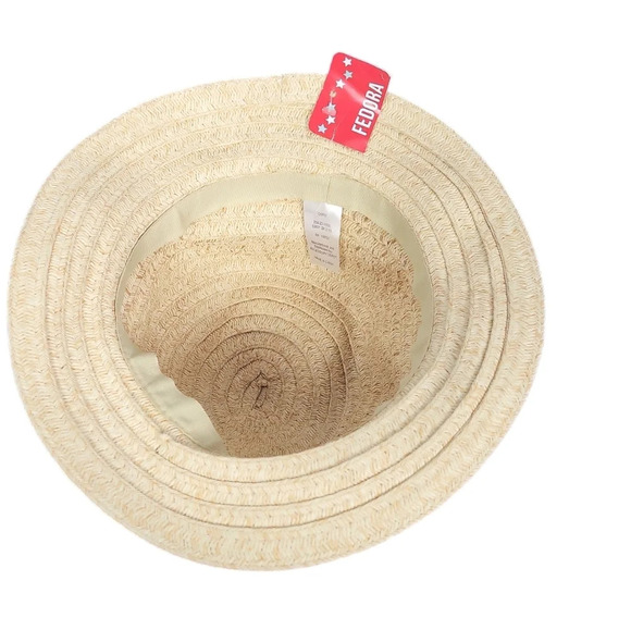 Fedora Straw Hat Red White Blue Rope - Picture 2 of 4